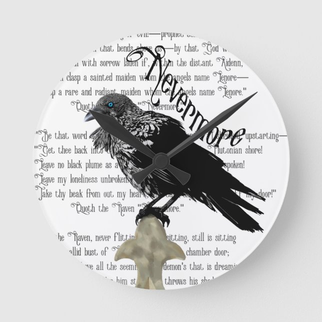Horloge Ronde Le Corbeau d'Edgar Allan Poe (Recto)