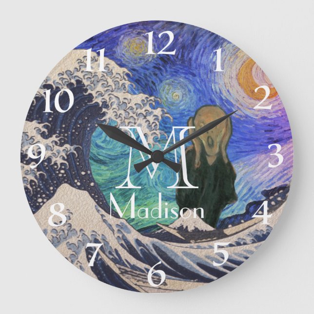 Horloge Ronde Le cri de la Grande Vague Starry Night (Recto)