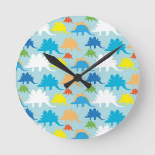Horloge Ronde Le dinosaure conçoit les dinosaures bleus de rouge