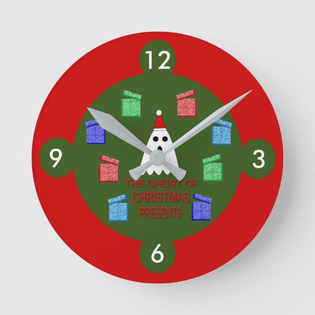 Horloge Ronde Le fantôme de Noël présente drôle (Recto)