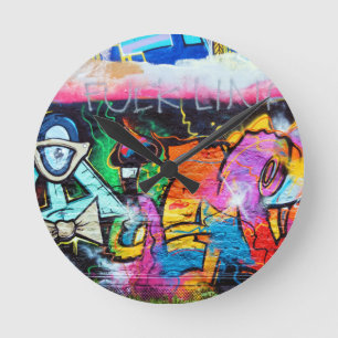 Horloge Ronde le graffiti colore la peinture d'art