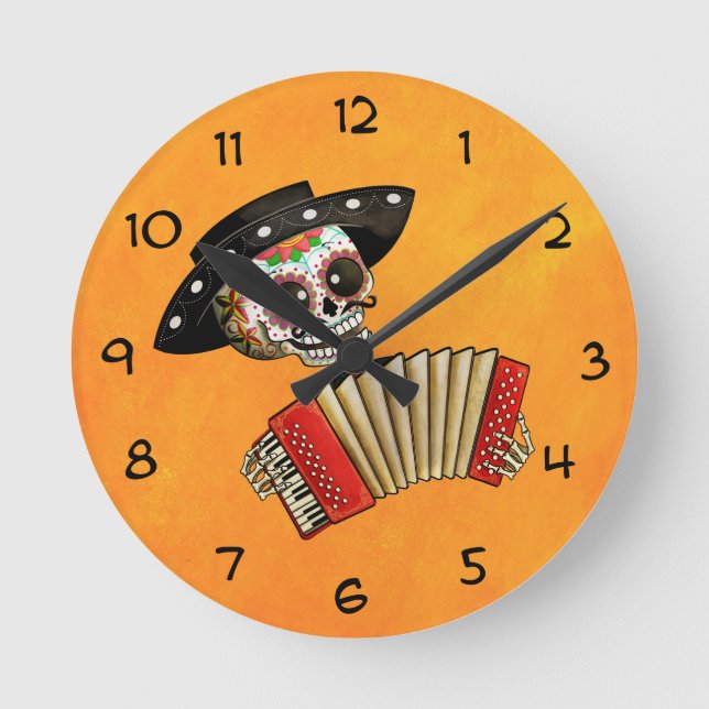 Horloge Ronde Le jour du squelette mort El Mariachi (Recto)