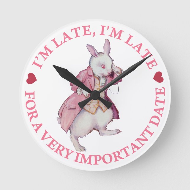 Horloge Ronde Le lapin blanc d'Alice au pays des merveilles (Recto)