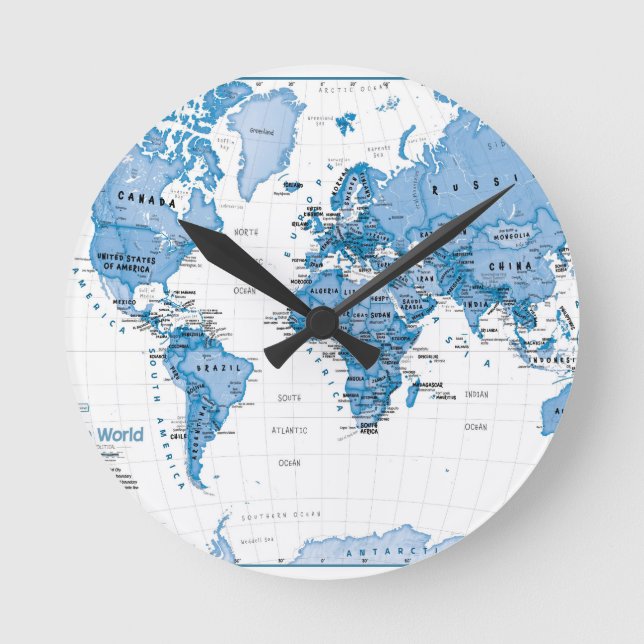 Horloge Ronde Le monde est Art Blue - Enfants (Recto)