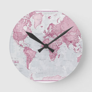 Horloge Ronde Le monde est art - rose