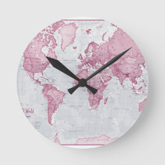Horloge Ronde Le monde est l'art - rose