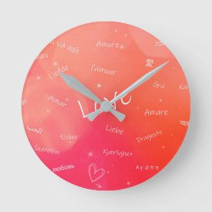 Horloge Ronde Le mot AMOUR dans de nombreuses langues différente