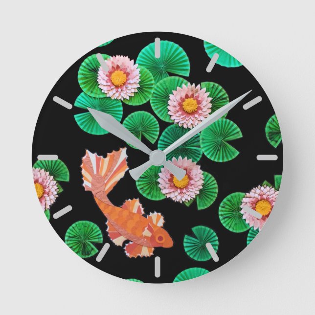 Horloge Ronde Le papier Koi Pond (Recto)