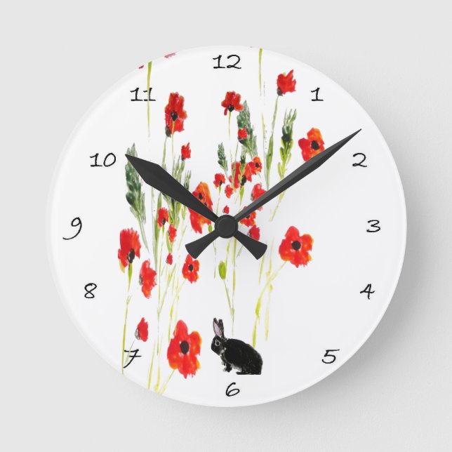Horloge Ronde Le pavot fleurit le lapin (Recto)