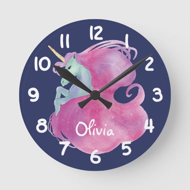 Horloge Ronde Le personnage de Pretty Pink Unicorn (Recto)