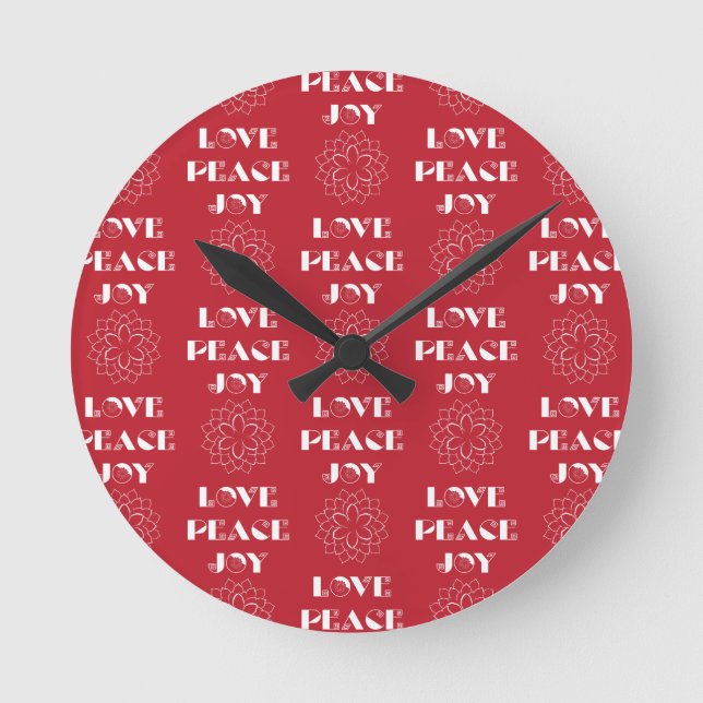 Horloge Ronde Le Petit Rouge et Blanc, Peace, Joy (Recto)