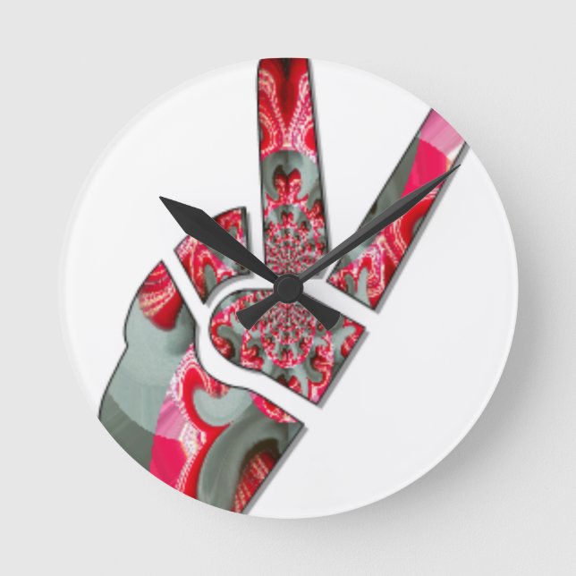 Horloge Ronde Le pouvoir dans la paume : le salut à deux doigts (Recto)