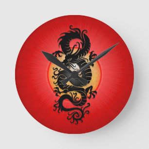 Horloge Ronde Le rouge a éclaté le dragon chinois