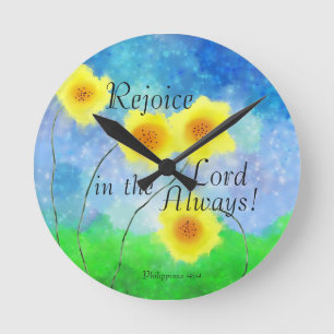 Horloge Ronde Le scripture de Philippian, Rejoice dans le Lord A