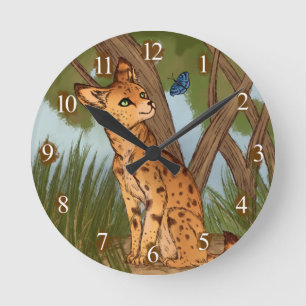 Horloge Ronde Le Serval et le Papillon