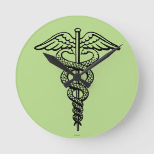 Horloge Ronde Le symbole Caduceus