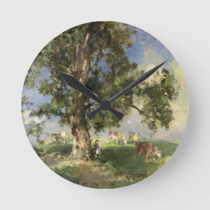 Horloge Ronde Le vieil arbre de cendre (huile sur la toile)
