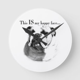 Horloge Ronde Le visage joyeux de Bulldog
