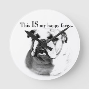 Horloge Ronde Le visage joyeux de Bulldog