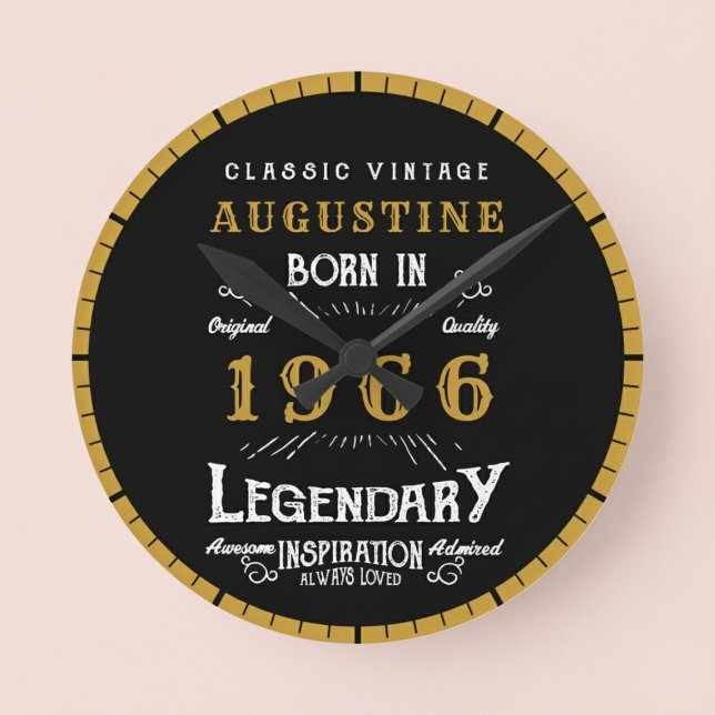 Horloge Ronde Légende de 60 ans née en 1966 (Born 1966 legendary clock. Pastel background.)