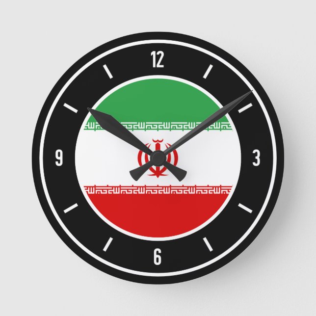 Horloge Ronde L'élégance du drapeau iranien (Recto)