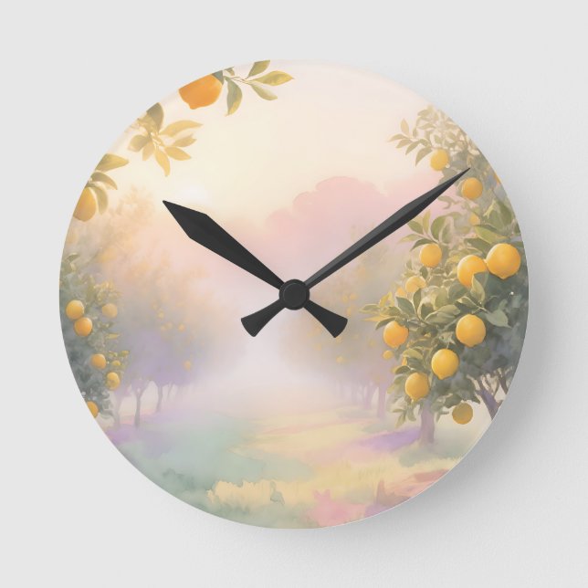 Horloge Ronde Lemon Grove Aquarelle (Recto)