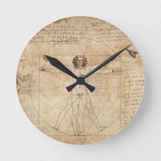 Horloge Ronde Leonardo Da Vinci L'Homme Vitruvien (Recto)