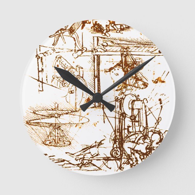 Horloge Ronde Leonardo DaVinci sketched wall clock (Recto)