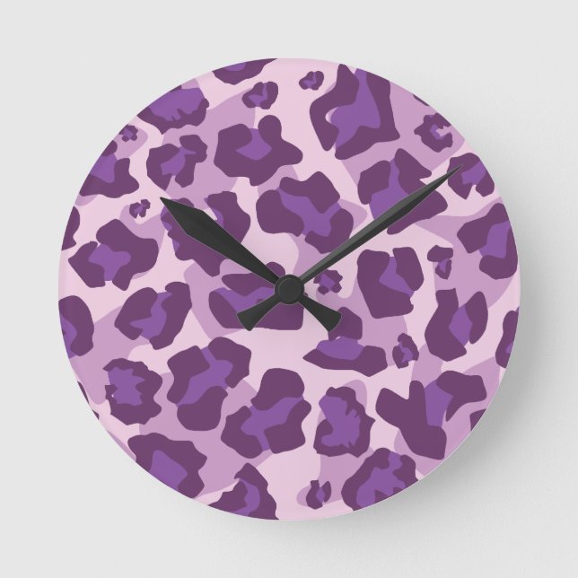 Horloge Ronde Leopard animal print in purple tones (Recto)