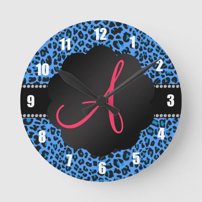 Horloge Ronde Léopard bleu monogram (Recto)