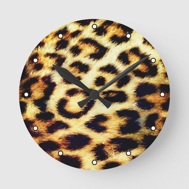 Horloge Ronde Leopard Cheetah Imprimer fourrure de fourrure avec (Recto)