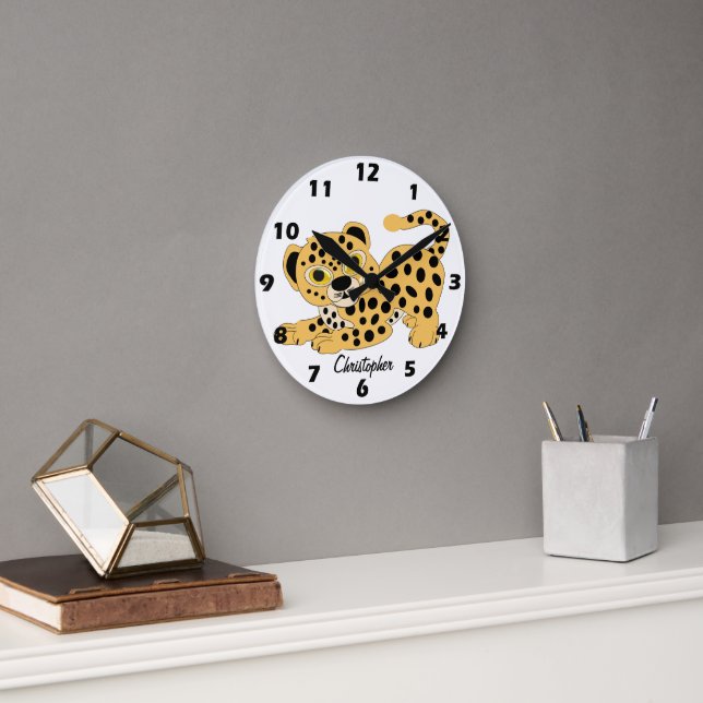 Horloge Ronde Leopard Design Personalised (Bureau)