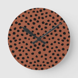 Horloge Ronde Leopard Print Dots Rust Terracotta Cheetah Spots