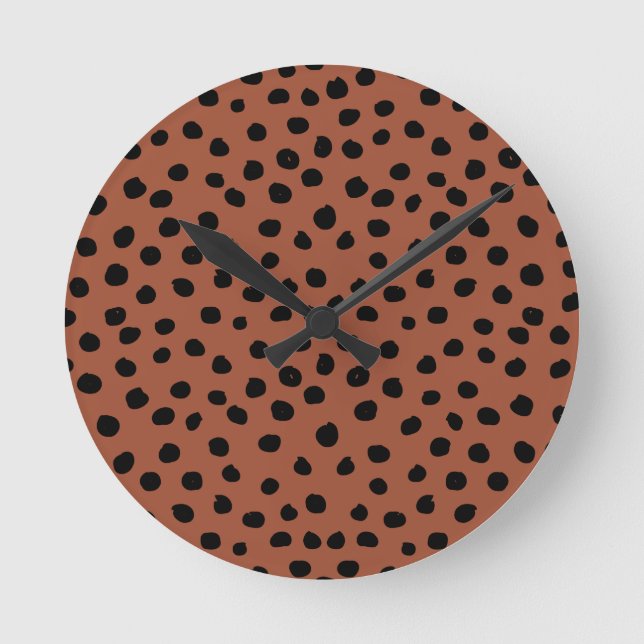 Horloge Ronde Leopard Print Dots Rust Terracotta Cheetah Spots (Recto)