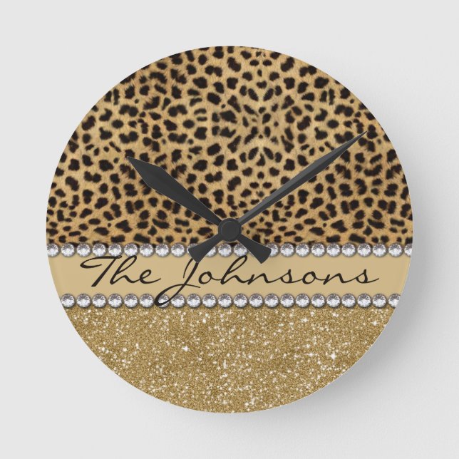 Horloge Ronde Leopard Spot Family Last Name (Recto)