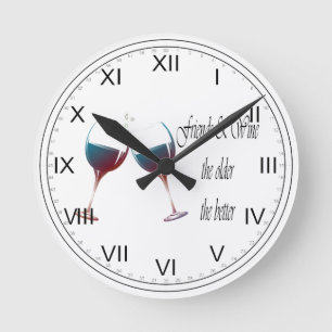 Horloge Ronde Les amis et Wine plus plus est ancien le meilleur,