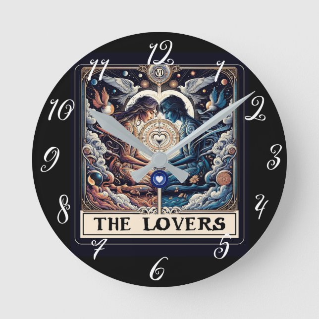 Horloge Ronde LES AMOUREUX Tarot Céleste Homme & Femme Âmes (Recto)