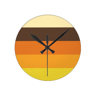 Horloge Ronde les années 70 Motif de couleurs triées rétro