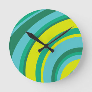 Horloge Ronde les années 70 Retro Super Wave Rainbow Turquoise V