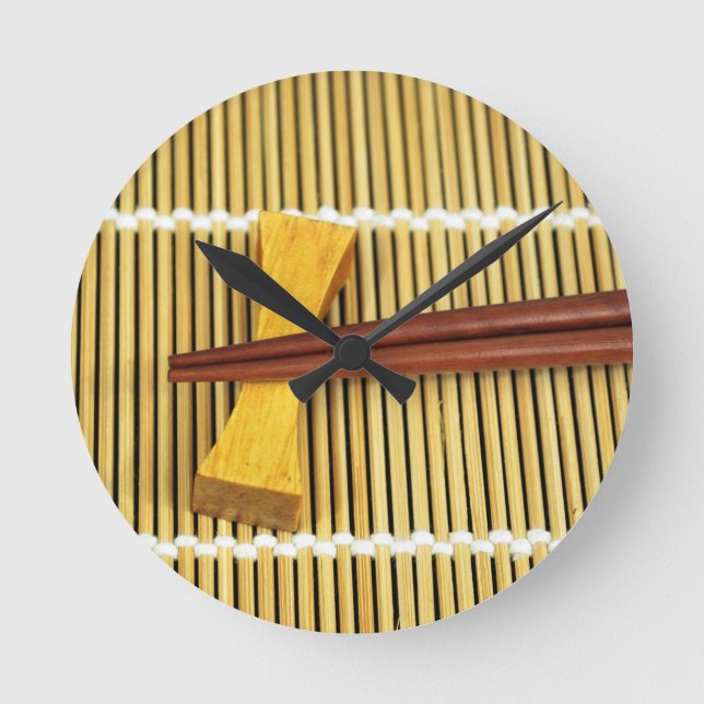 Horloge Ronde Les baguettes Sensei de sushi maîtrise le bambou (Recto)