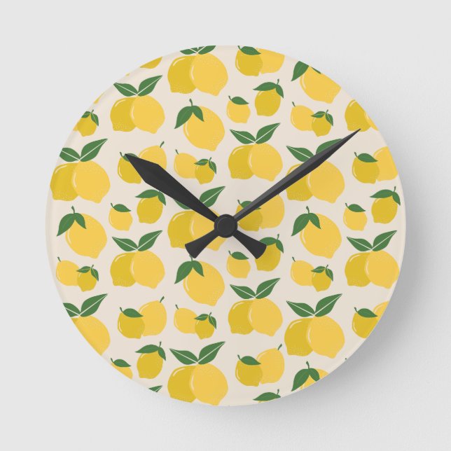 Horloge Ronde Les Citrons 01 Retro Lemon Abstraits citrons (Recto)