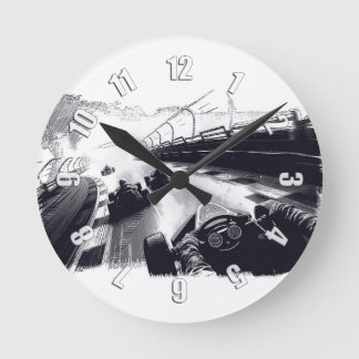 Horloge Ronde Les coureurs de Go-Cart en marche autour de la pis