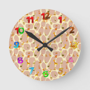 Horloge Ronde Les Enfants du Colorful Giraffe Wall Clock