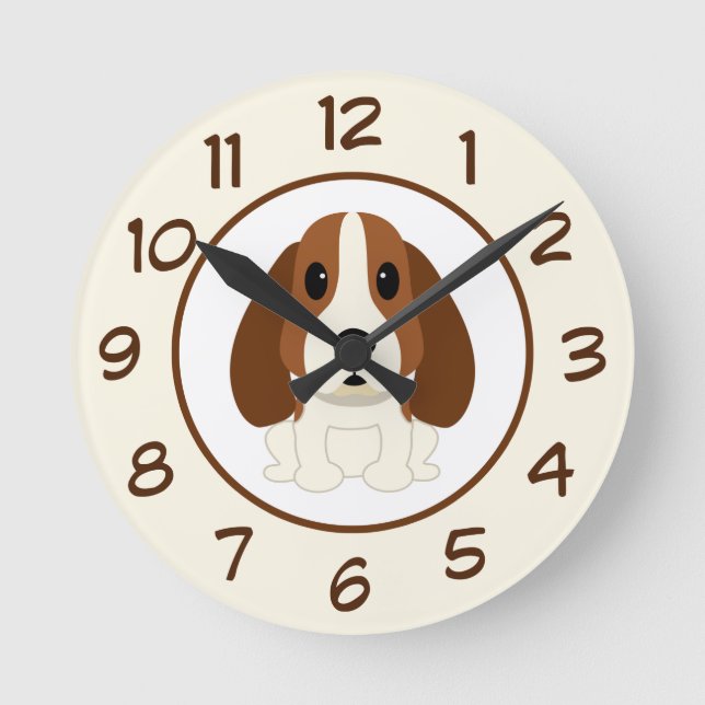 Horloge Ronde Les Enfants Mignons Chambre Chien Coquelicot Coiff (Recto)