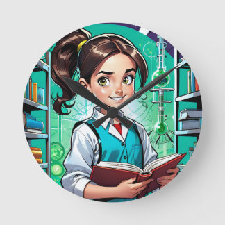 Horloge Ronde Les filles adorent la science !