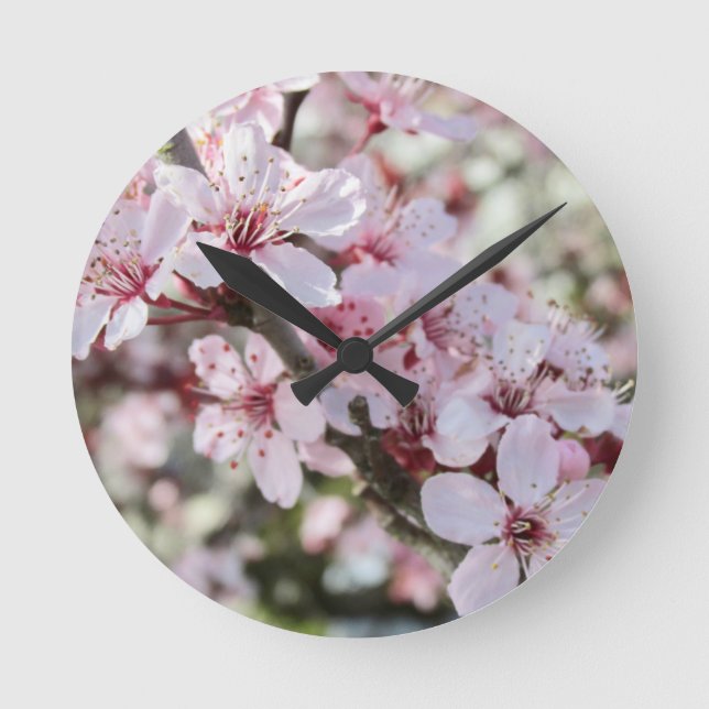 Horloge Ronde Les Fleurs Roses Fleurs Rouges. (Recto)