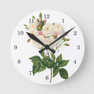 Horloge Ronde Les fleurs vintages florales rougissent Noisette