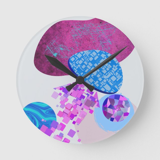 Horloge Ronde Les Formes Modernes Purple Et Cyan (Recto)