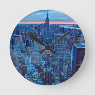Horloge Ronde Les gratte-ciel de Manhattan sont allumés