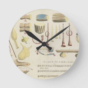 Horloge Ronde Les instruments de musique indiens, plaquent 23 de